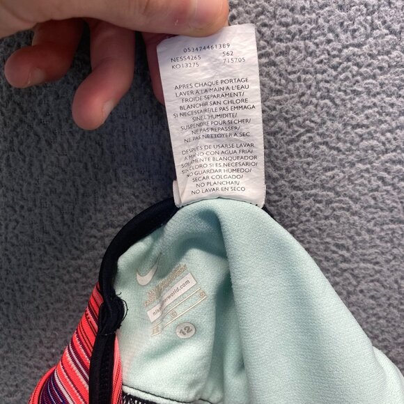 Nike Girls Swim Size 12 Tankini‎ Top Strappy Back Pink Purple Stripes Bra - Picture 7 of 11